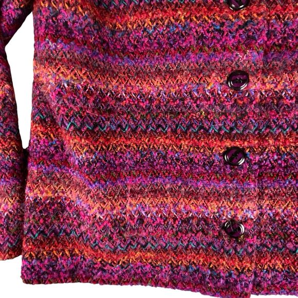 Kathie Lee Vtg Sz M 8 10 Rainbow Multicolor Stripe Mohair Blend Blazer Jacket - Picture 3 of 10